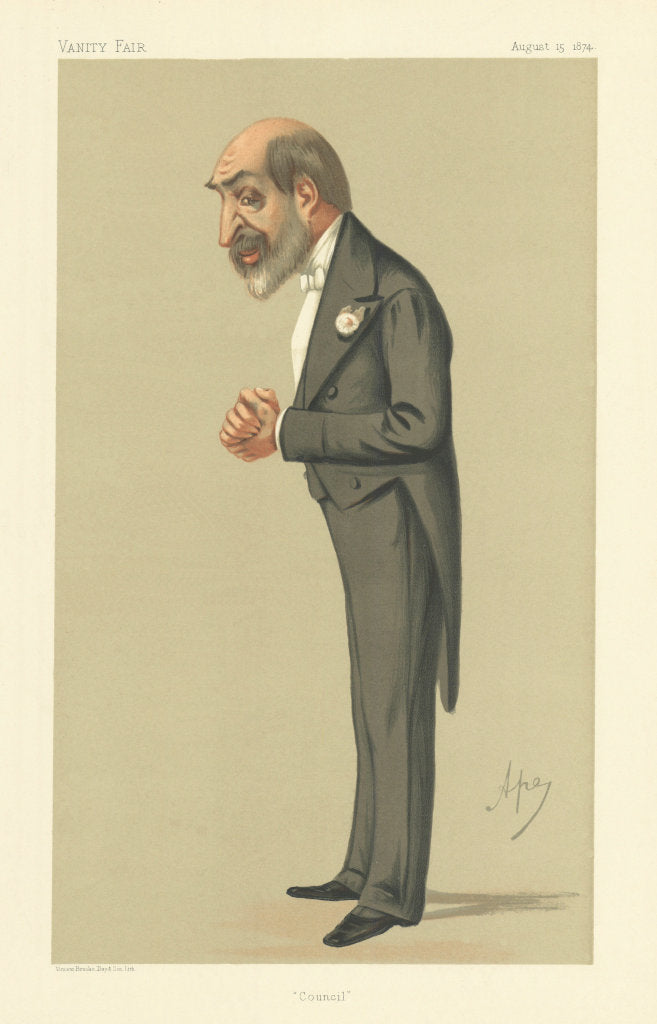 VANITY FAIR SPY CARTOON Sir Arthur Helps 'Council' Writers. By Ape 1874 print